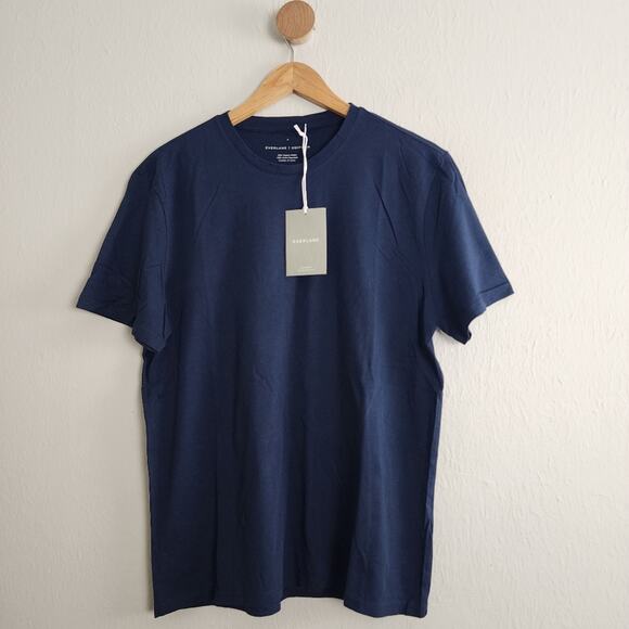 NEW Everlane Uniform Men The Organic Cotton Crew Navy Blue Short Sleeve T-Shirt - Picture 1 of 8